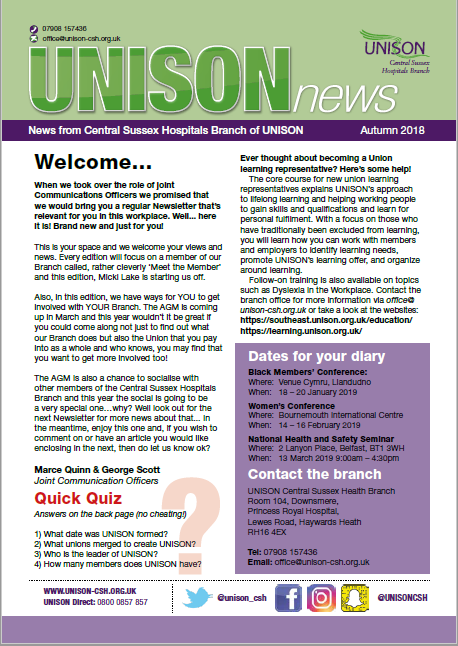 Unison Nhs Sussex Branch Newsletters